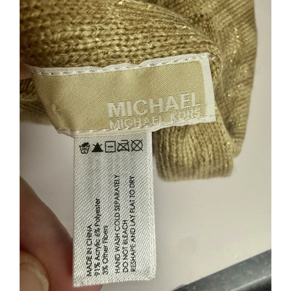 MICHAEL KORS Scarf Women's Camel Knit Monogram MK Signature Logo Long Rectangle